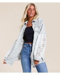 Pol - Pieced Floral Denim Oversized Shacket - Lyst