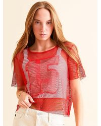 DH Apparel - Raw Edge Fishnet Jersey Cropped Top - Lyst