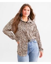 Daytrip - Cheetah Satin Oversized Blouse - Lyst