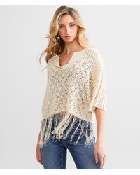 Miss Me - Crochet Fringe Cropped Sweater - Lyst