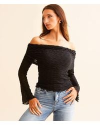 Willow & Root - Textured Mesh Off The Shoulder Top - Lyst
