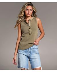 BKE - Washed Henley Tank Top - Lyst