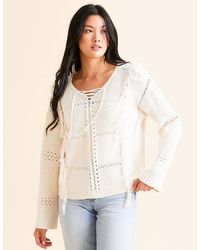 Daytrip - Fringe Pointelle Sweater - Lyst