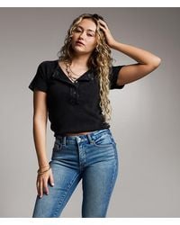 BKE - Raw Edge Washed Henley - Lyst