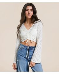 Willow & Root - Lace Cinch Tie Cropped Top - Lyst