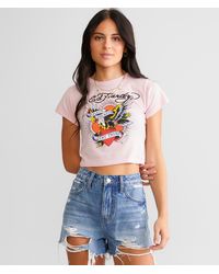 Ed Hardy - Brave Eagle Baby Cropped T-shirt - Lyst