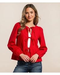 Willow & Root - Front Tie Peplum Top - Lyst