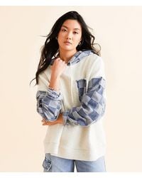 Bibi - Bi Bi Checkered Denim Hooded Sweatshirt - Lyst