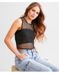 Gilded Intent - Metallic Netted Tank Top - Lyst