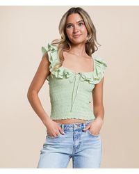 Willow & Root - Smocked Ruffle Cropped Tank Top - Lyst