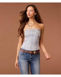 Sterling & Stitch - Studded Denim Tube Top - Lyst