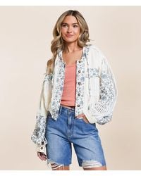 Pol - Pieced Floral Hooded Shacket - Lyst