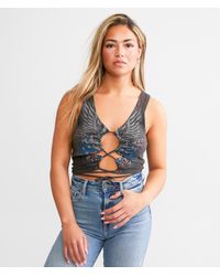 Affliction - Rock & Roll Cut-out Cropped Tank Top - Lyst