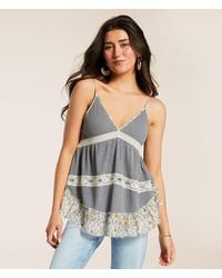 Pol - Pieced Floral Crochet Tank Top - Lyst