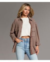 BKE - Striped Thermal Boyfriend Shirt - Lyst