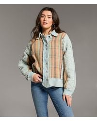 BKE - Pieced Waffle Knit Striped Shacket - Lyst