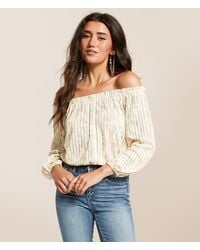 Willow & Root - Floral Ruffle Off The Shoulder Top - Lyst