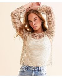 Gilded Intent - Metallic Fishnet Top - Lyst