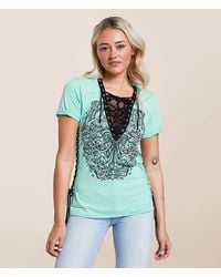 Affliction - Solution Lace-Up T-Shirt - Lyst