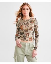Ed Hardy - Flashboard Power Mesh Cropped Top - Lyst