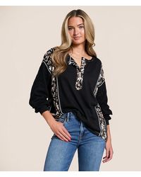 Daytrip - Pieced Floral Henley - Lyst