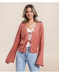 Willow & Root - Floral Terry Cloth Front Tie Top - Lyst