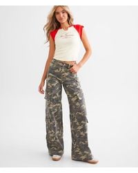 Hidden Jeans - Nori Camo Wide Leg Cargo Stretch Jean - Lyst