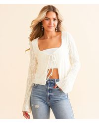 Willow & Root - Front Tie Mesh Cropped Top - Lyst