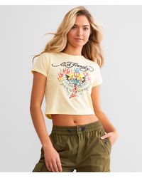 Ed Hardy - Flying Dice Baby Cropped T-shirt - Lyst