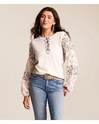 Daytrip - Pieced Floral Henley - Lyst