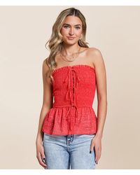 Willow & Root - Floral Chiffon Smocked Tube Top - Lyst