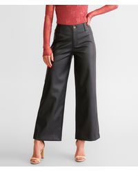 Kancan - Kan Can High Rise Cropped Wide Leg Pleather Pant - Lyst