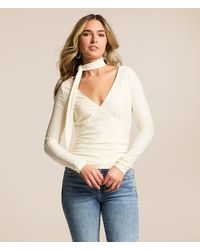 Willow & Root - Ruched Top With Detachable Scarf - Lyst