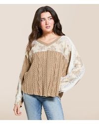 Pol - Pieced Cable Sweater Knit Pullover - Lyst