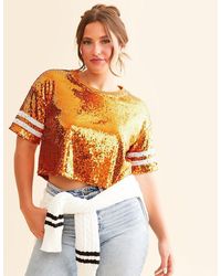 DH Apparel - Varsity Sequin Cropped Top - Lyst