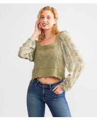 Miss Me - Paisley Print Crochet Cropped Top - Lyst