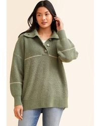 BKE - Pieced Chenille Henley Sweater - Lyst