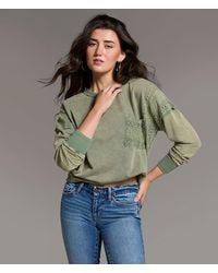 BKE - Pieced Crochet Washed Pullover - Lyst