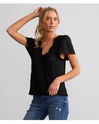 Daytrip - Embroidered Mesh Overlay Top - Lyst