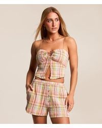 Billabong - Plaid Split Front Cropped Tank Top - Lyst