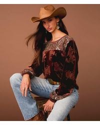 Sterling & Stitch - Floral Velvet Top - Lyst