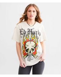 Ed Hardy - Flame Skull Throwback T-Shirt - Lyst