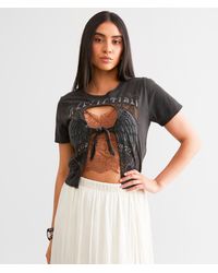 Affliction - American Customs Rambling Rose Cropped T-shirt - Lyst