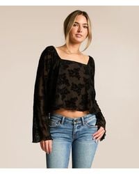 Willow & Root - Flocked Floral Mesh Cropped Top - Lyst