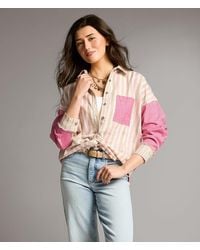 BKE - Striped Raw Edge Shirt - Lyst