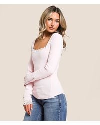 Willow & Root - Ribbed Lace Top - Lyst