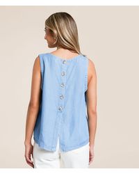 Blu Pepper - Back Button Chambray Tank Top - Lyst