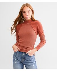 Gilded Intent - Textured Mock Neck Top - Lyst