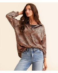 Daytrip - Cheetah Satin Blouse - Lyst