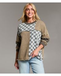 BKE - Checkered Color Block Oversized Pullover - Lyst